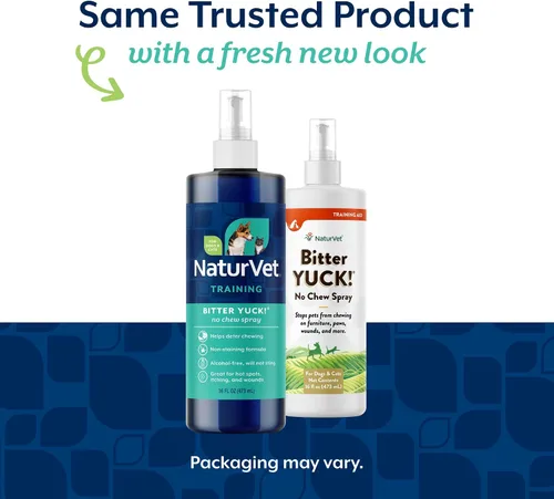 Vista 2 de NaturVet Bitter Yuck! Spray Anti-Mordidas para Perros, Gatos y Caballos, Spray de Entrenamiento para Mascotas, Líquido, Fabricado en los Estados