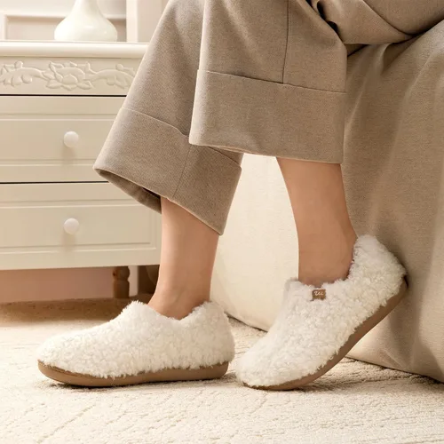 Vista 2 de ULTRAIDEAS - Pantuflas de interior para mujer con espuma viscoelástica, zapatillas de casa con cierre cálido para mujer con suela exterior de goma