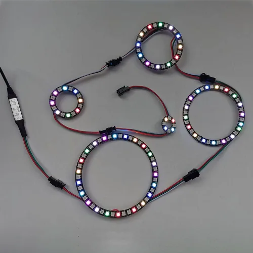 Vista 5 de Anillo LED RGB WS2812 de 24 bits con cable SM2.54-3P, WS2812B 5050 LED direccionable Pixel a todo color con controladores integrados DC5V