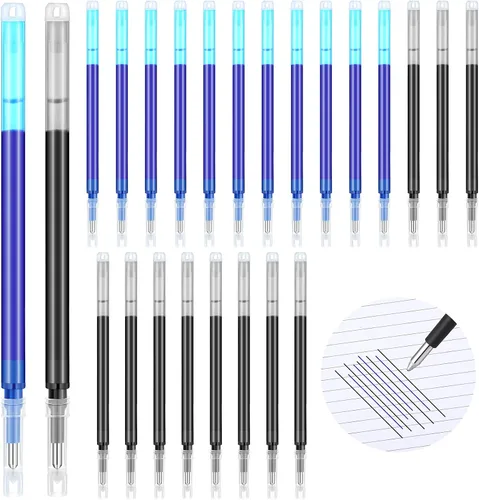 Vista 9 de Zonon - 24 repuestos de tinta de gel borrables de 0.028 in compatibles con Frixion - Recambios de tinta de gel de fricción de punta fina media Negro