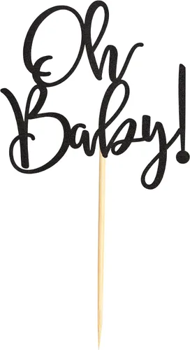 Vista 3 de Oh Baby Cake Toppers - Palillos para pasteles de baby shower para celebrar baby shower, suministros de decoración de fiesta de cumpleaños de niños