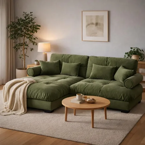 Vista 97 de Otomana beige para sofá modular modular, sofá individual, asiento otomano para sofá modular convertible, sofás de terciopelo para sala de estar