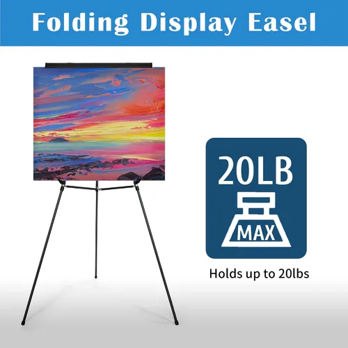Vista 5 de Falling in Art Caballete de exhibición de rotafolios de aluminio con soporte ajustable para piso para sala de juntas, pizarra, blocs de notas
