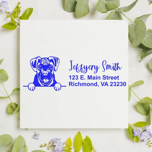 Vista 122 de American Bulldog Stamp Duo, Custom Return Address for Dog Lovers, Personalized Mail Mark for Letters and Cards