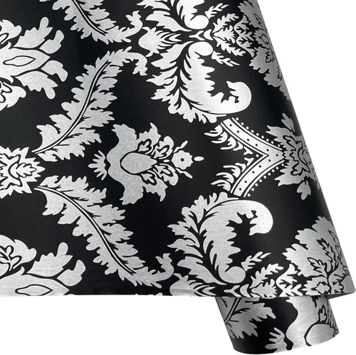 Vista 12 de Yifely SimpleLife4U - Revestimiento decorativo de papel de damasco plateado para cajones de estantes, color negro, para despegar y pegar, 17 x 118