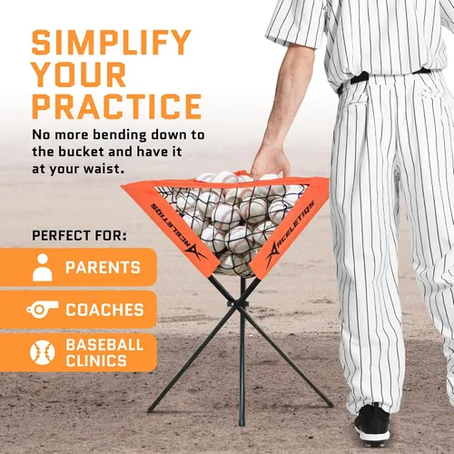 Vista 2 de ACELETIQS Baseball Softball Portable Batting Practice Ball Caddy, Use During Training and Drills, Save Your Back No More Bending, Holds up to 60