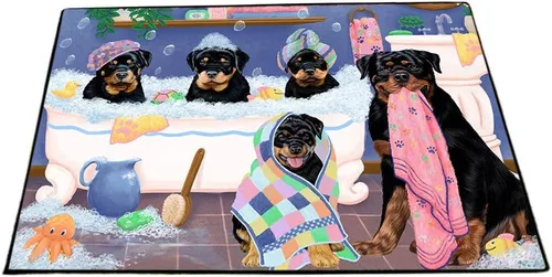 Vista 8 de Doggie of the Day Rottweiler Dogs Floor Mat - 4th of July Independence Day - Best Dog Doormat - Protector Decor - Unique Portrait Art - Premium