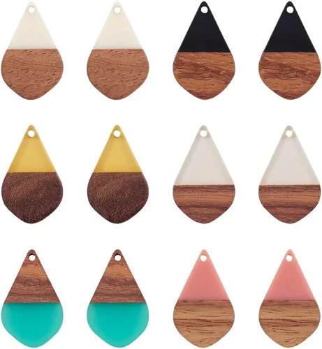 Vista 43 de Mega Pet Colgante de resina y madera de nogal para hacer joyas de bricolaje