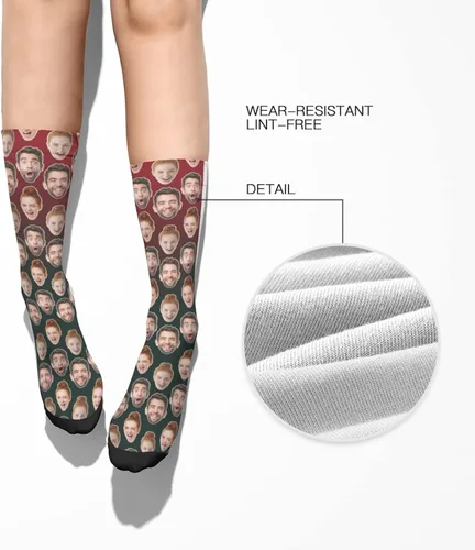 Vista 5 de D-Story Calcetines personalizados con foto, fabricados en Estados Unidos, calcetines personalizados de 1 a 3 caras, regalos para niños y adultos