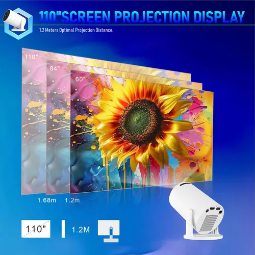 Vista 5 de Mini proyector portátil, proyector inteligente, corrección horizontal automática, brillo nativo 1080P 200 ANSI, proyector de película al aire libre