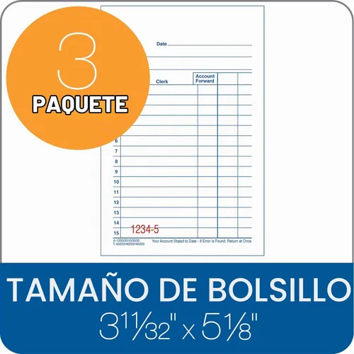 Vista 2 de Adams Libro de ventas de uso general, 2 partes, sin carbono, blanco/canario, 3-11/32 x 5-5/8 pulgadas, 50 juegos/libro, 3 libros (DC3530)