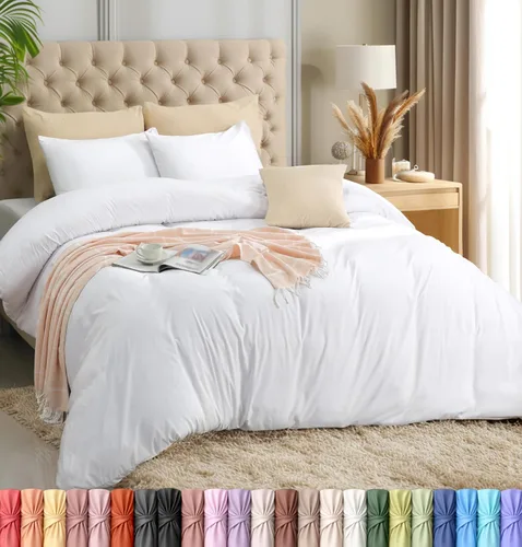 Vista 12 de Utopia Bedding Juego de funda de edredón con fundas de almohada, funda de edredón de 2 piezas con cierre de cremallera, 1 funda de edredón con 1