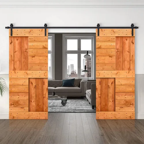 Vista 43 de TMS Serie N - Puerta corrediza interior de madera de pino anudada con kit de herrajes deslizantes (32 x 84 pulgadas, blanco)