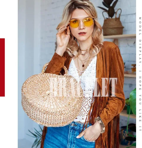 Vista 5 de Pulsera tejida de cuero para hombres y mujeres, pulseras vintage bohemias, pulsera trenzada ajustable hecha a mano para vacaciones, Talla única