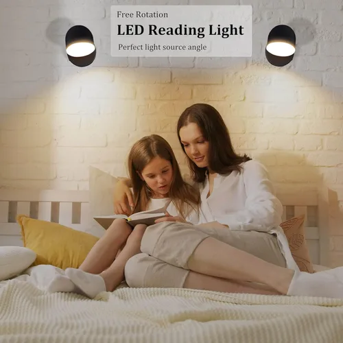 Vista 5 de Kawell Apliques de pared LED sensibles al tacto, atenuación continua, lámpara de pared LED de rotación de 350°, lámpara de pared LED de lectura