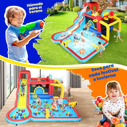 Vista 5 de AKEYDIY Casa de rebote de tobogán acuático, 13 × 12.5 pies, tobogán acuático inflable para niños grandes de 8 a 12 y 3 a 10 años, toboganes