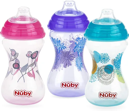 Vista 9 de Nuby Paquete de 3 caño suave "Pinpoint" sin derrames Clik-It, niño, 10 onzas