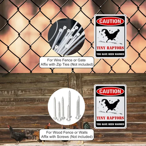 Vista 8 de GLOBLELAND Paquete de 2 letreros de aluminio para gallinero de cocina de granja, gallinero, decoración de gallina, gallinero, cuidado con el pollo