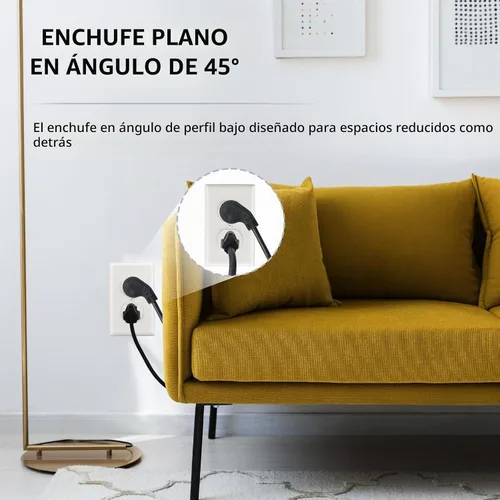 Vista 4 de EP Paquete de 3 cables de extensión de enchufe plano de 1 pie, cable de extensión de perfil bajo negro de 16 AWG de 3 clavijas para interiores