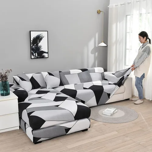 Vista 5 de MIFXIN - Funda de sofá en forma de L, 2 piezas, suave y elástica, para sofá seccionado en forma de L, protector de muebles para perros, mascotas