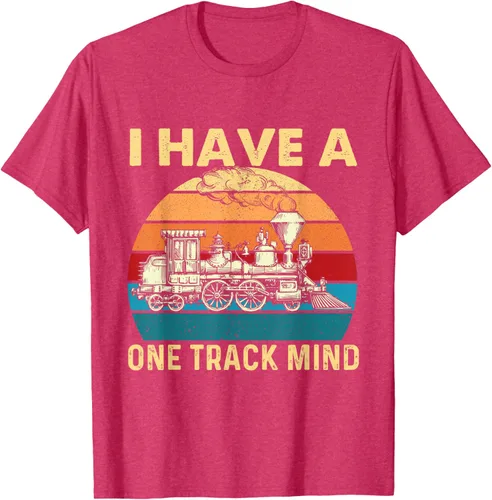Vista 25 de Camiseta con texto en inglés "I Have A One Track Mind - Trainspotter Model Train Railroad, Negro, S