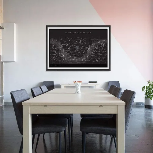 Vista 6 de Higly - Póster detallado de mapa de estrellas ecuatoriales – Constelaciones con nombres de estrellas – Impresión artística de pared para la escuela
