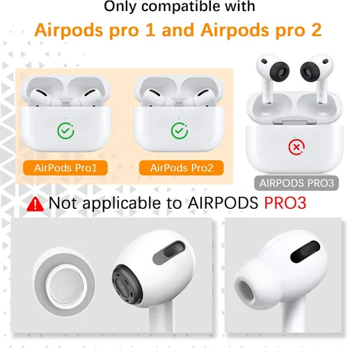 Vista 2 de Almohadillas de espuma viscoelástica para AirPods Pro y AirPods Pro 2, protector de silicona, seguro, cómodo, punta de repuesto, mejor cancelación