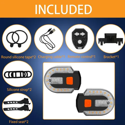 Vista 8 de Señales de giro para bicicleta, intermitentes para bicicleta eléctrica con bocina, luz trasera de bicicleta, 5 modos, impermeable, estroboscópica