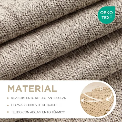 Vista 2 de Joydeco - Cortinas opacas para dormitorio - Cortinas de lino natural de 37 X 63 pulgadas, cortinas con aislamiento térmico 100% opacas que bloquean