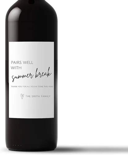 Vista 2 de Etiqueta de vino de vacaciones de verano Regalo de clase Regalo de estudiante Vino de regalo para profesores Etiqueta de botella de champán