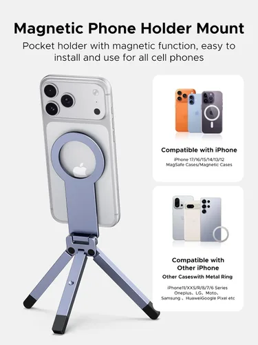 Vista 7 de UGREEN Soporte magnético ajustable para teléfono Magsafe Trípode giratorio de 360° para puerto de tornillo de 1/4 pulgadas, compatible con iPhone 17