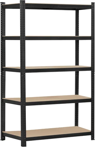 Vista 23 de Topeakmart Estantes utilitarios de 5 niveles, estantes de almacenamiento de metal, estanterías ajustables, montaje sin tornillos, estantes de Negro