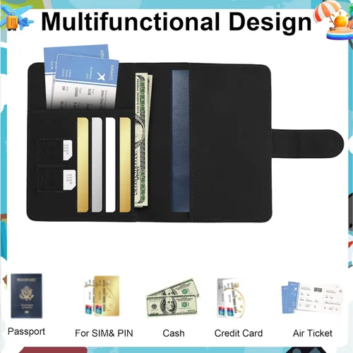 Vista 4 de Funda para pasaporte para viajes, funda para pasaporte con ranura para tarjeta de crédito y ranura para tarjeta de embarque, funda para pasaporte