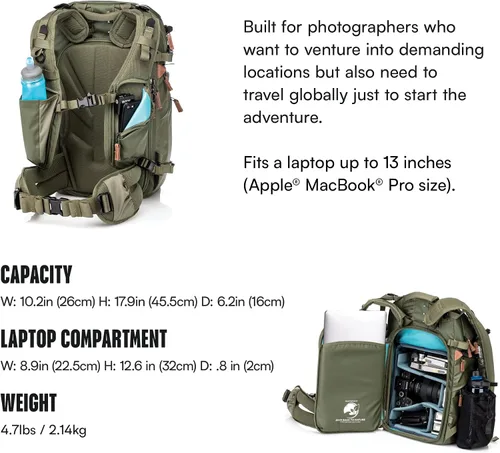 Vista 3 de Shimoda Explore V2 - Kit de iniciación de mochila de aventura de 25 litros con unidad de núcleo pequeña sin espejo, verde militar