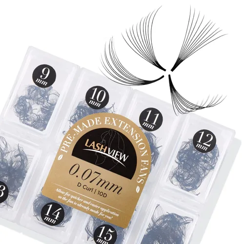 Vista 16 de LASHVIEW - Extensiones de pestañas individuales de seda de imitación de visón de 0.07mm de grosor y rizado C de 8-15mm de volumen mixto