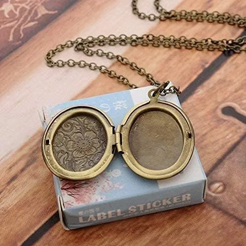 Vista 3 de Sdouefos Collar vintage con medallón abierto, diseño de flores ovaladas antiguas grabadas con dije de foto para mujeres y niñas