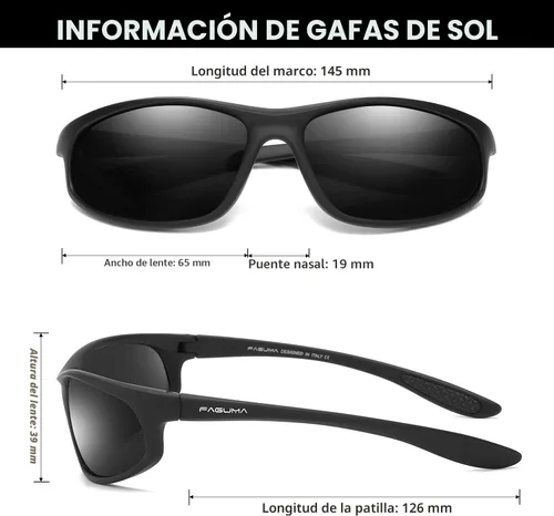Vista 4 de FAGUMA Gafas de sol deportivas polarizadas para hombres, ciclismo, conducción, pesca, protección UV400 Negro + negro + negro