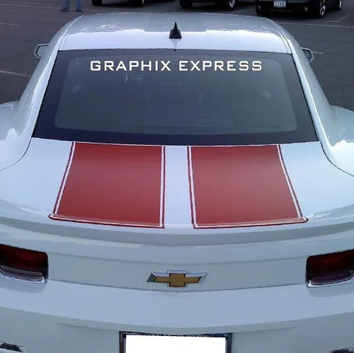 Vista 4 de GRAPHIX EXPRESS Camaro Rally Racing Stripes Calcomanía de Vinilo ROJA, Kit de Gráficos de Rayas para Capó, Maletero y Alerón, Calcomanías de Vinilo