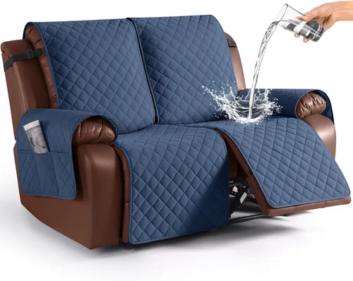 Vista 23 de KinCam Funda impermeable para sofá biplaza reclinable, funda antideslizante para sofá reclinable de 2 asientos, funda de sofá reclinable, protector