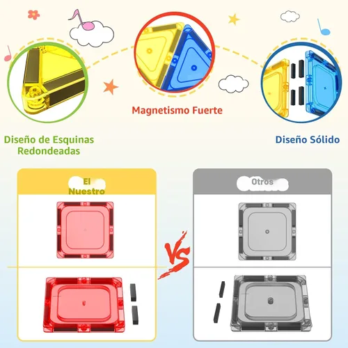 Vista 5 de Coodoo 60 PIEZAS Bloques Magnéticos de Construcción para Niños Juguetes STEM Bloques Magnéticos Juguetes Sensoriales Juegos para Niños Imán Juego