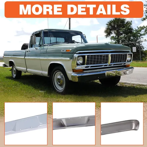 Vista 4 de CarPartsDepot Nuevo Parachoques Delantero de Acero Cromado Compatible con Ford 1967-1977 F-100 F-250 F-350 1975-1977 F-150 F-500 Se Ajusta