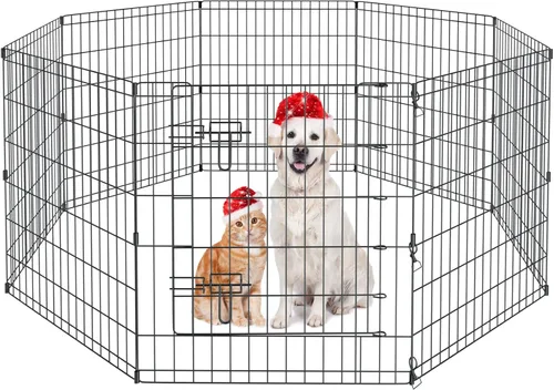 Vista 16 de Artmalle Parque de Juego para Mascotas, Cachorro, 8 Paneles, 24 Pulgadas, para Interior y Exterior, Metal, Plegable, Portátil, Ideal para Mascotas