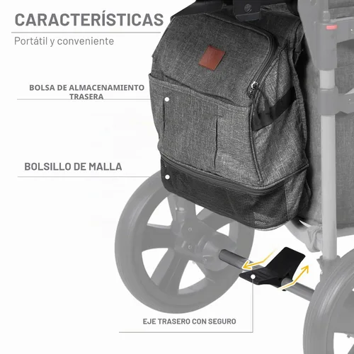 Vista 5 de EVER ADVANCED - Carros plegables para dos niños y carga, carro plegable colapsable con mango ajustable, toldo extraíble con arnés de 5 puntos, negro