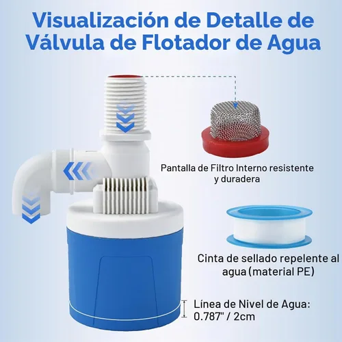 Vista 4 de Válvula de flotador de pulso de agua de entrada superior Aquapulse de 1/2 pulgada, sistema automático de control de nivel de agua, mini válvulas