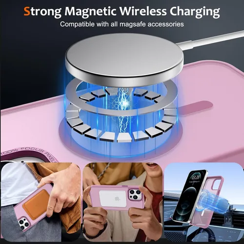 Vista 1102 de Anuck - Funda magnética para iPhone 11 compatible con MagSafe, carcasa trasera mate translúcida dura, borde de TPU, delgada, resistente a impactos