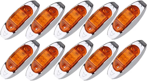 Vista 11 de 1x Luz de Marcador LED Oval Ámbar para Remolque con Bisel Cromado, Luces Laterales de Marcador de 6 LED, Luces de Indicación de Despeje Superior