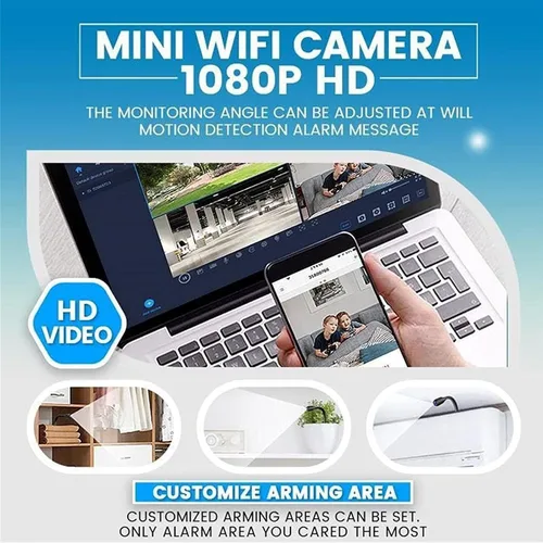 Vista 3 de GOWENIC Mini cámara 1080P, cámara interior con detección de movimiento función de visión nocturna, para, admite grabación en bucle, inserción