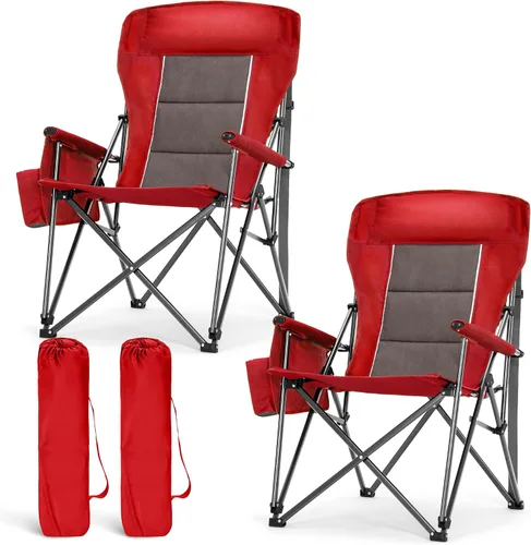 Vista 14 de LET'S CAMP Sillas de camping de gran tamaño Silla de césped resistente con Negro