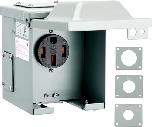 Vista 10 de RVGUARD Caja de toma de corriente de 30 amperios, 125 voltios, cerrada, resistente a la intemperie, NEMA TT-30R, panel de receptáculo eléctrico al