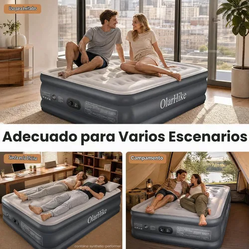 Vista 9 de OlarHike Full Air Mattress Built-in Pump，20" Air Bed for Home,600LBS Comfort Height 20" Gris